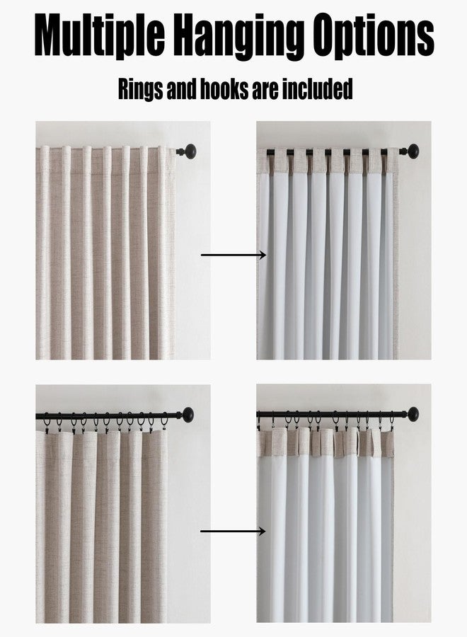 Flyfun Blackout Curtains 96 Inches Long - 2 Panels, Thermal Insulated Drapes for Living Room/Bedroom, Rod Pocket/Linen (Natural, 52W x 96L) - Image 3